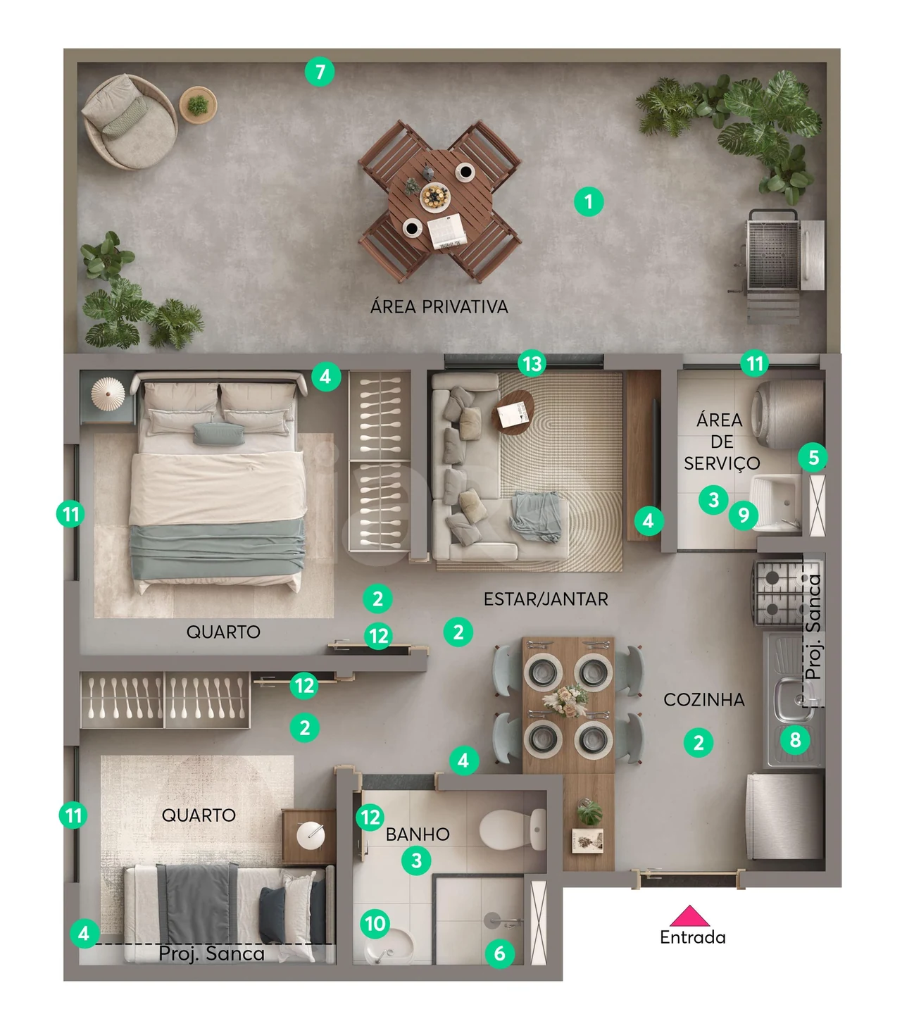 Planta — Garden 52,75 m²