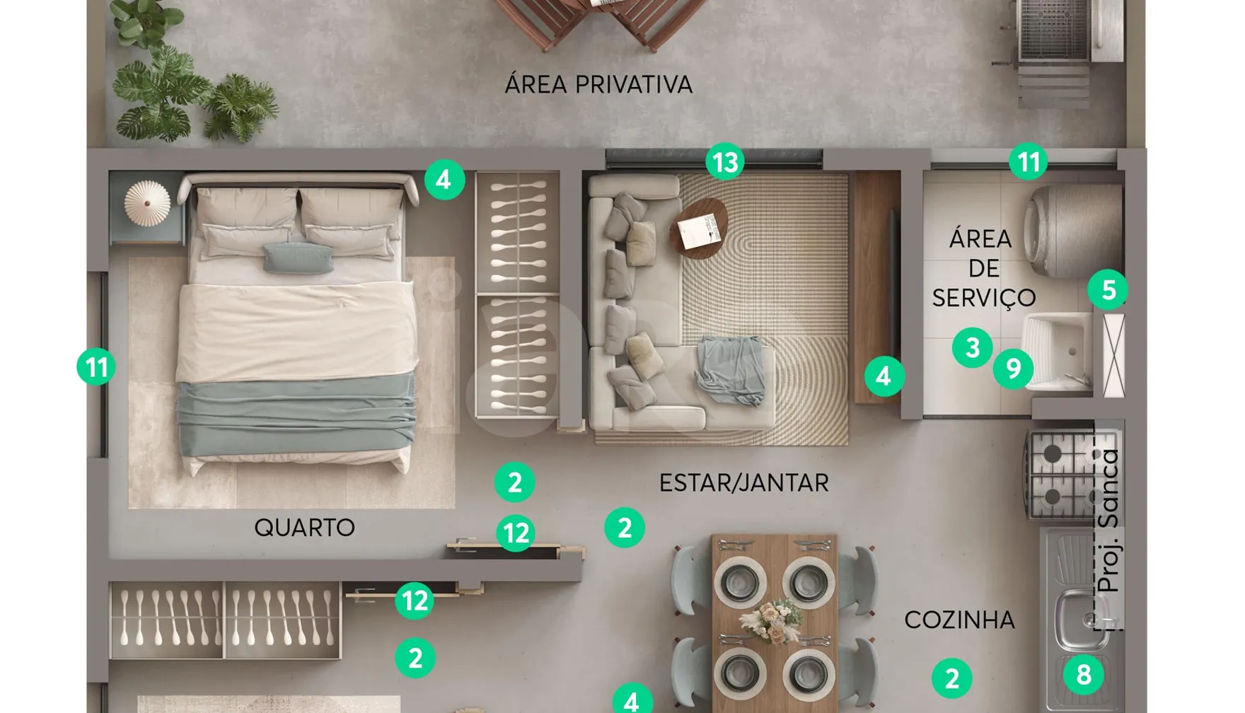 Planta — Garden 52,75 m²