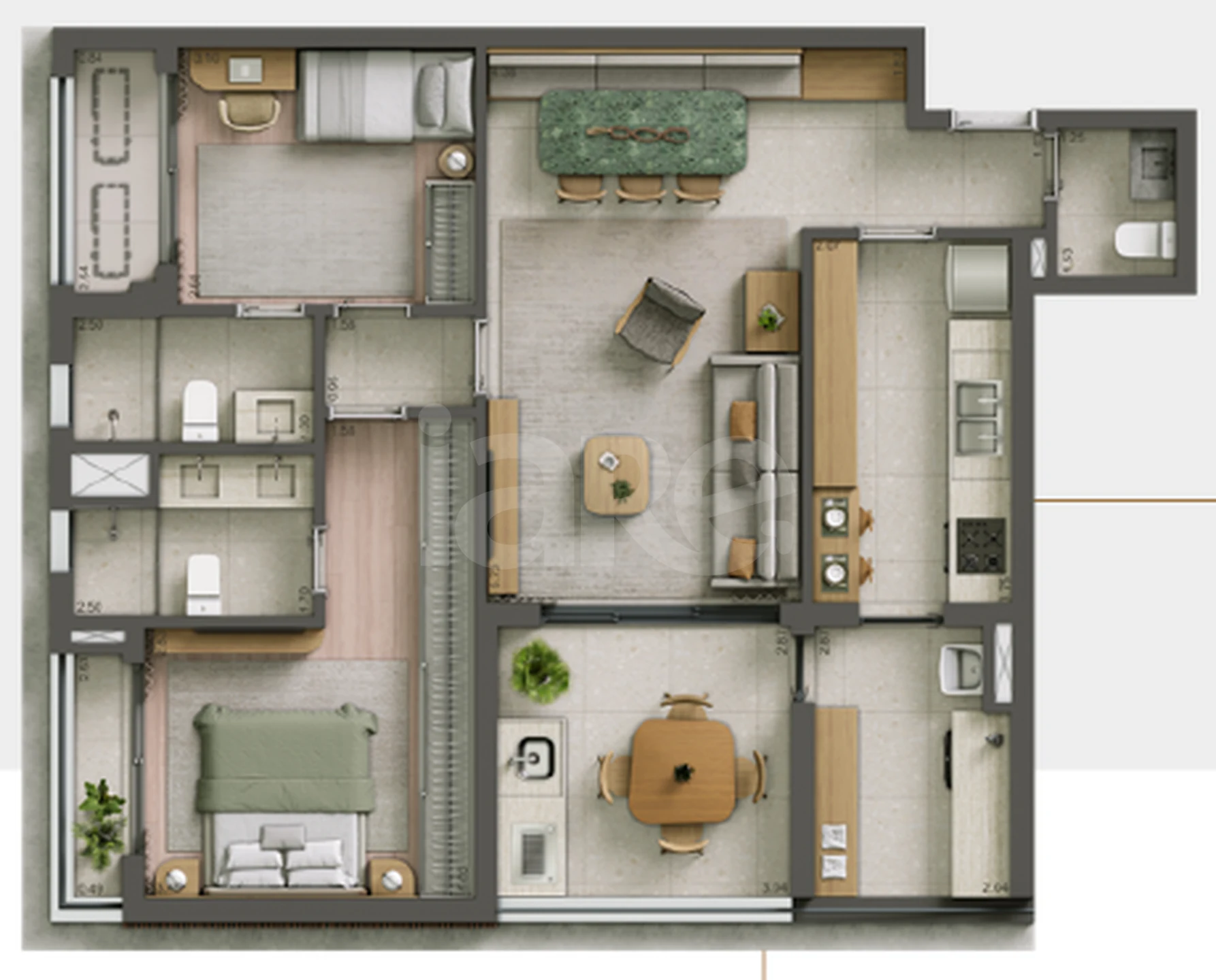 Planta — Apartamento 94,77 m²