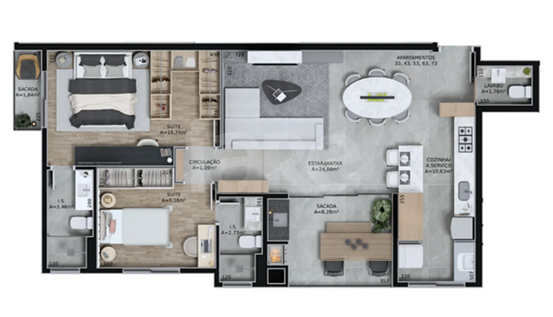 Planta — Apartamento 89,95 m²