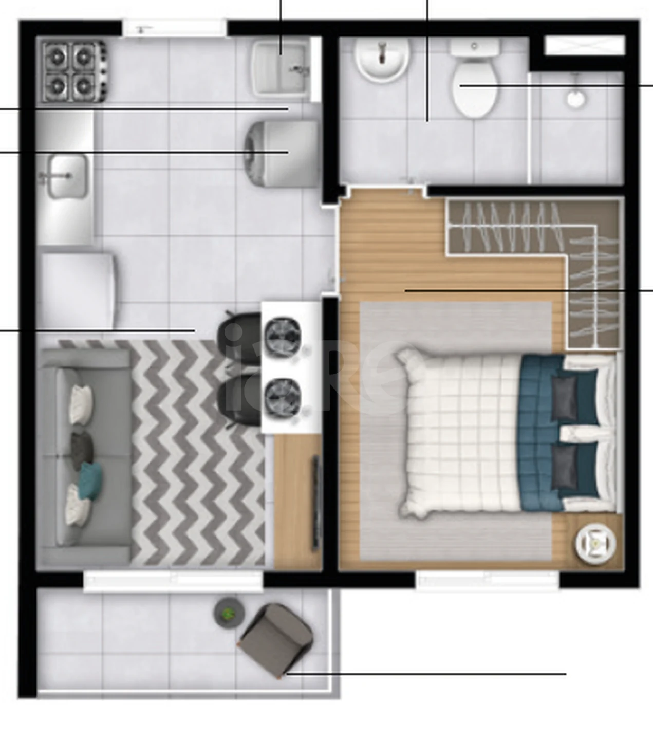 Planta — Apartamento 26,63 m²