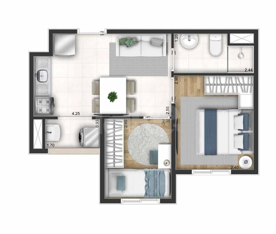 Planta — Apartamento 31,43 m²