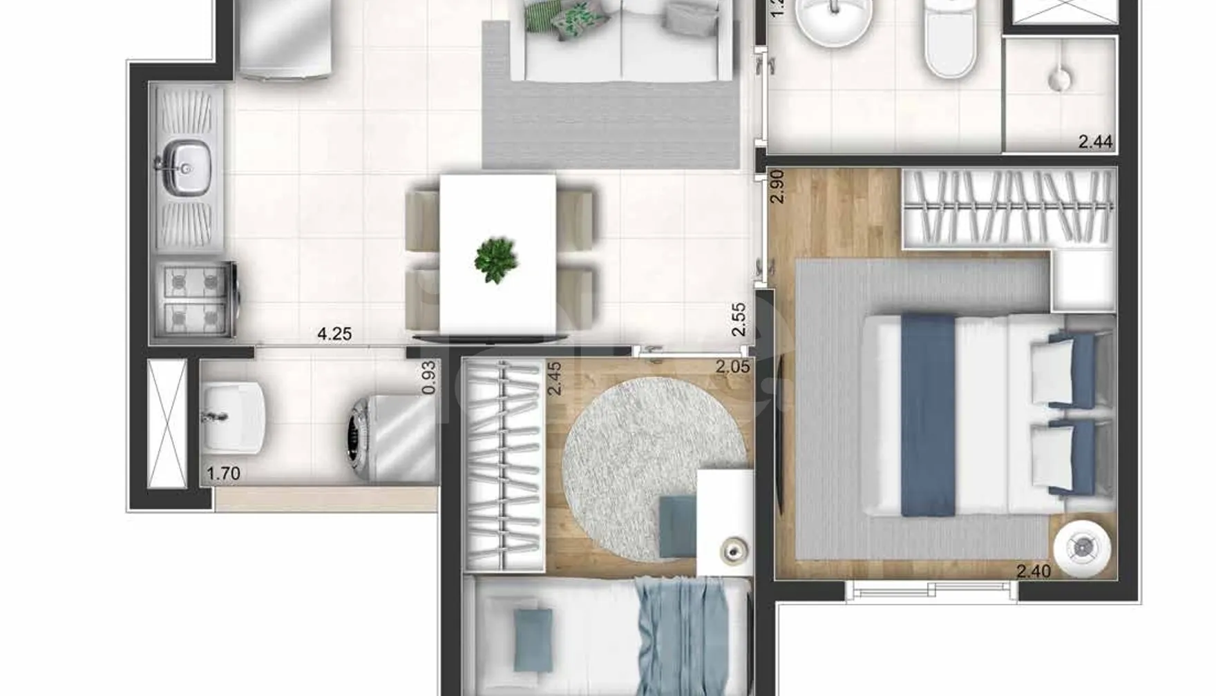 Planta — Apartamento 31,43 m²