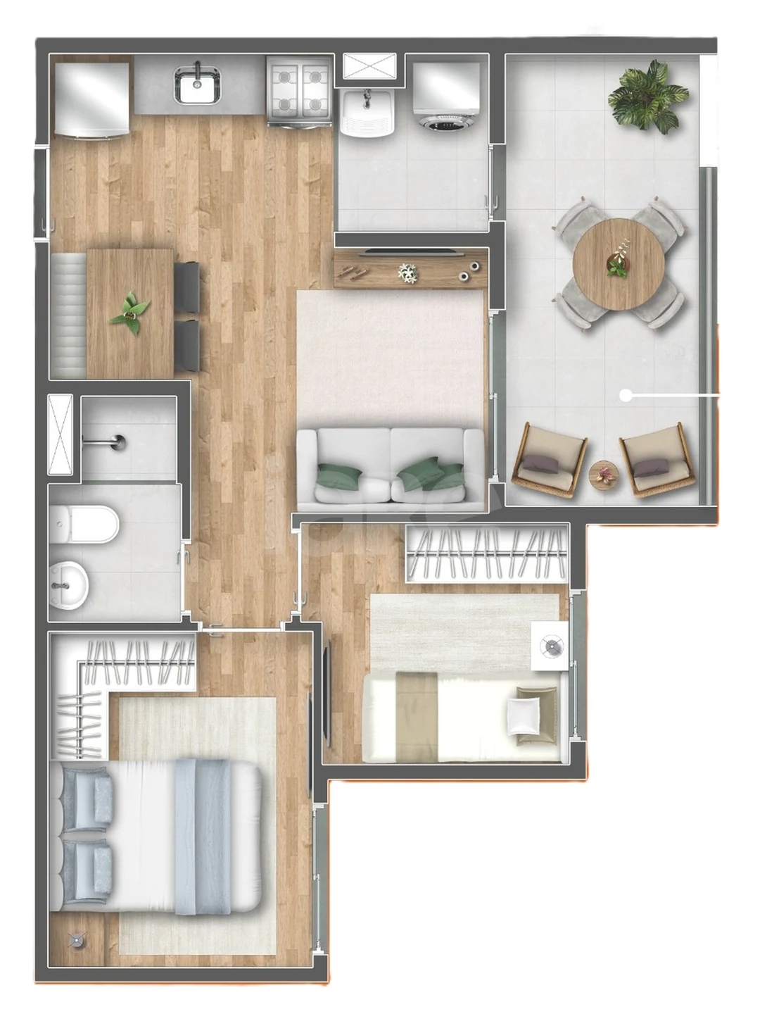 Planta — Apartamento 37,39 m²