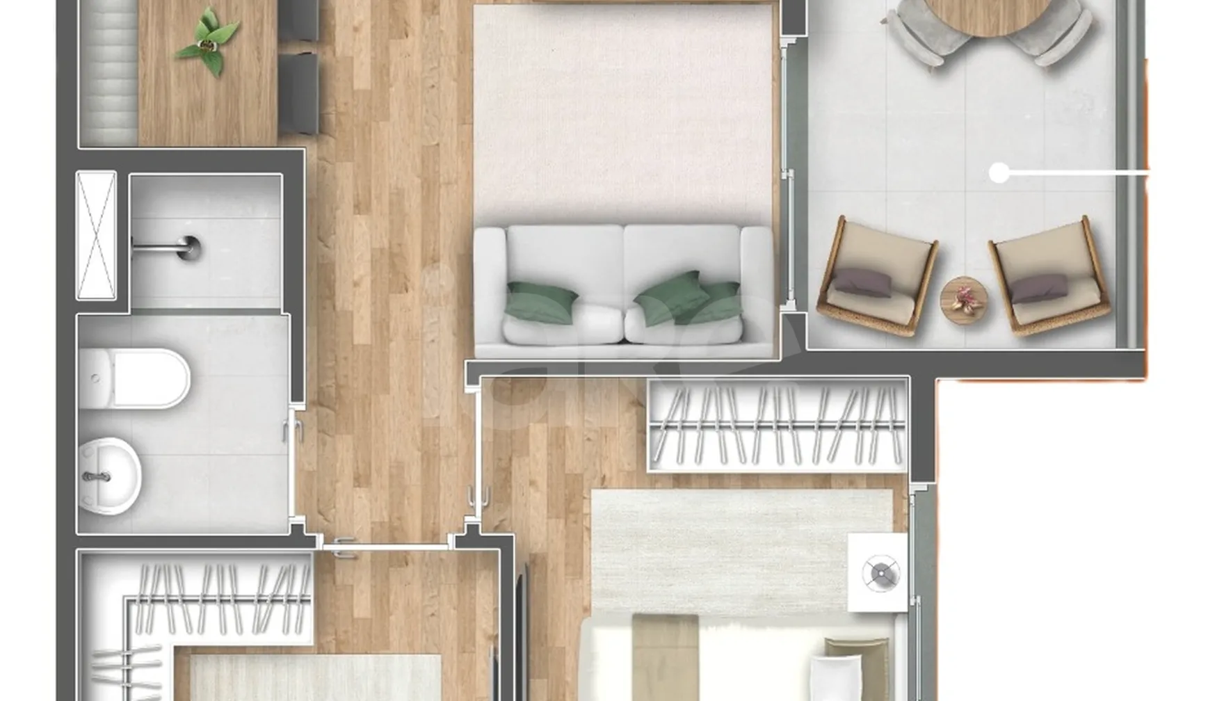 Planta — Apartamento 37,39 m²