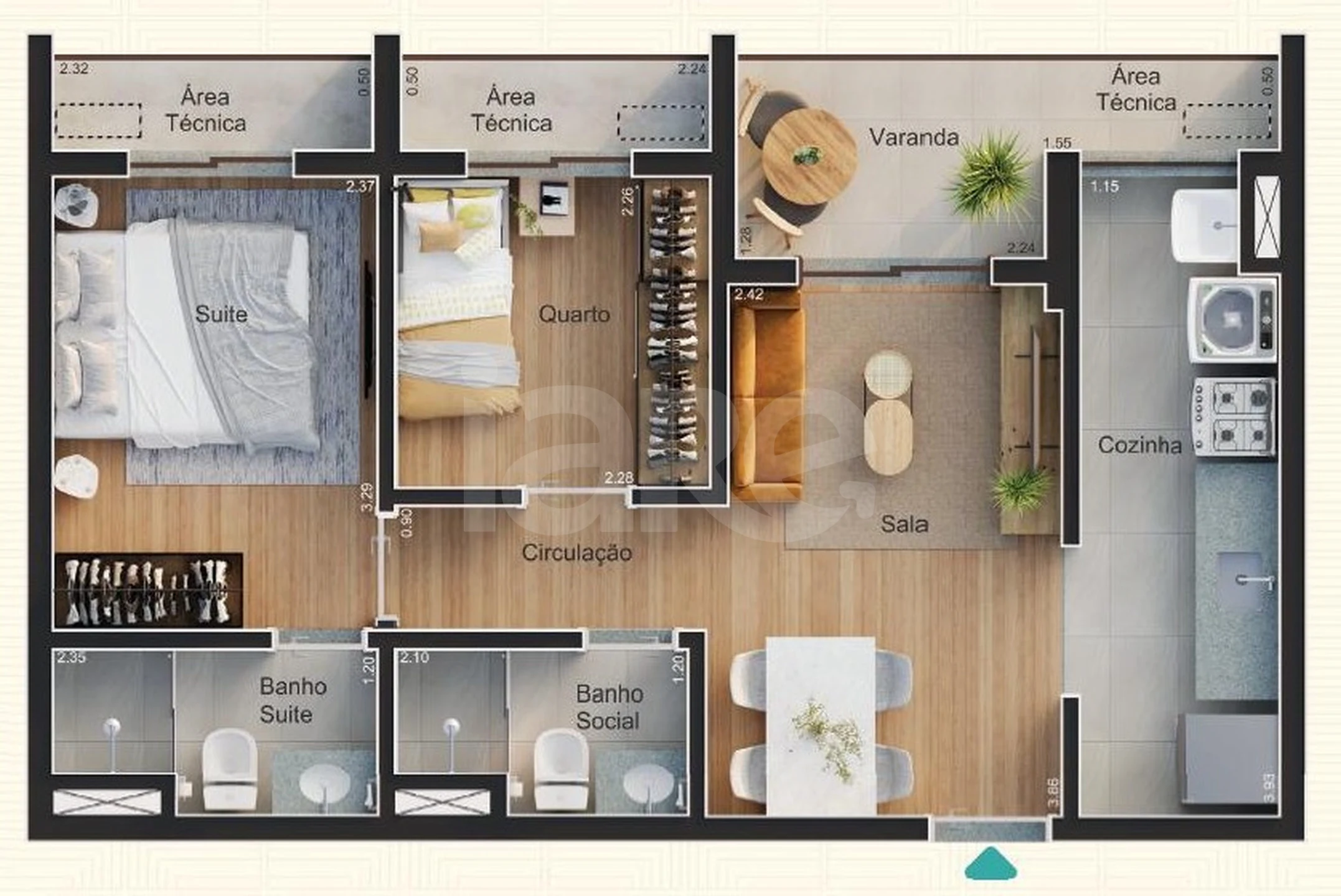 Planta — Apartamento 51,26 m²
