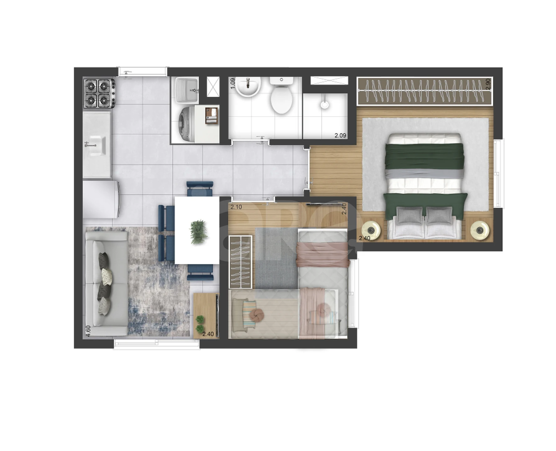 Planta — Apartamento 32,14 m²