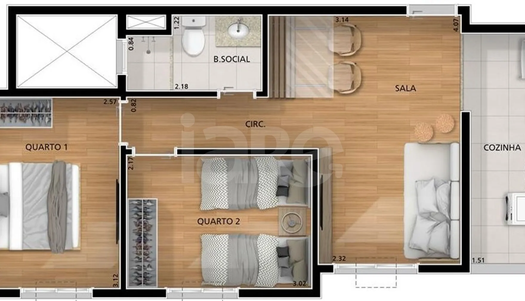Planta — Apartamento 43,15 m²