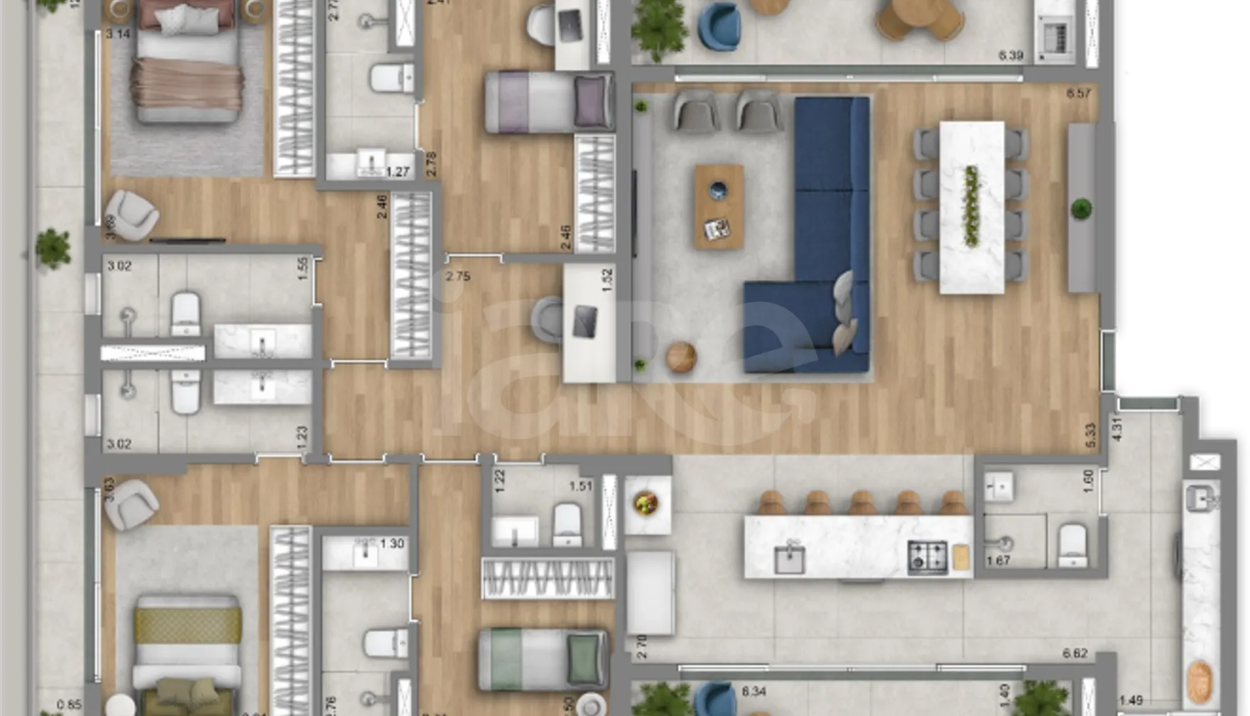 Planta — Apartamento 205,82 m²