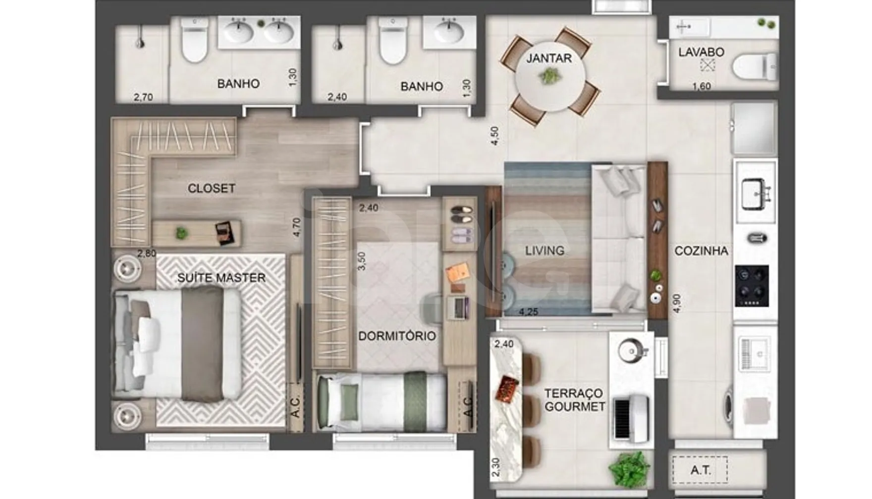 Planta — Apartamento 70,05 m²