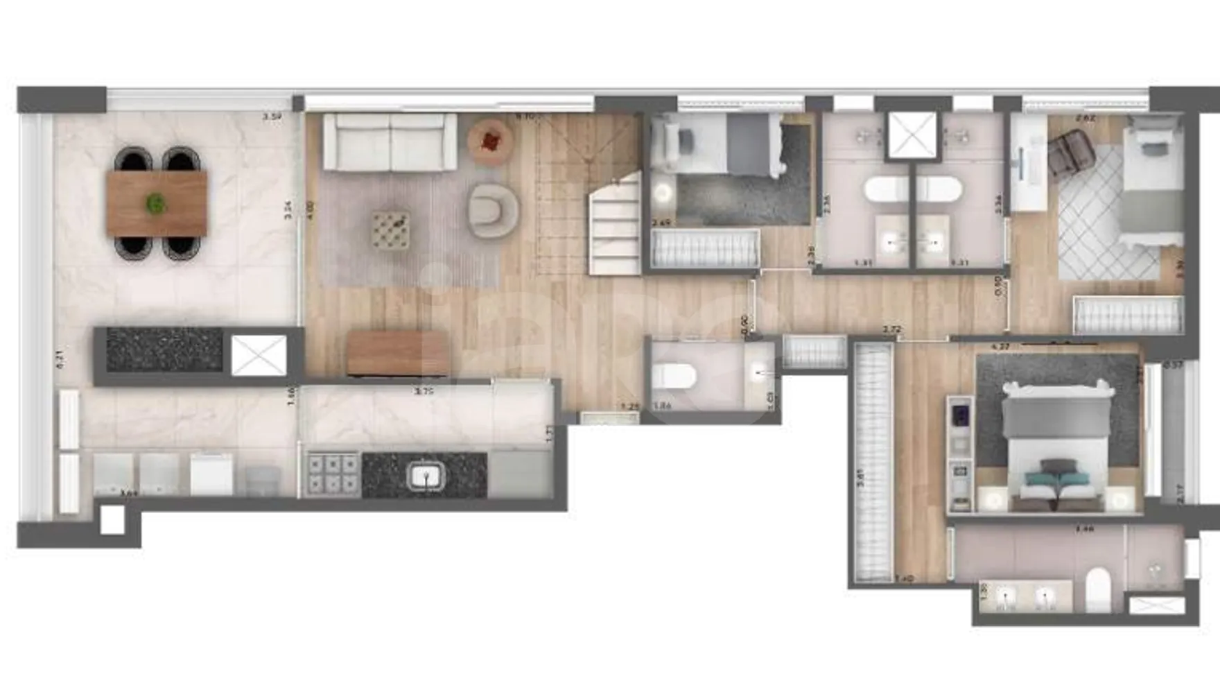Planta — Cobertura Duplex 211 m²