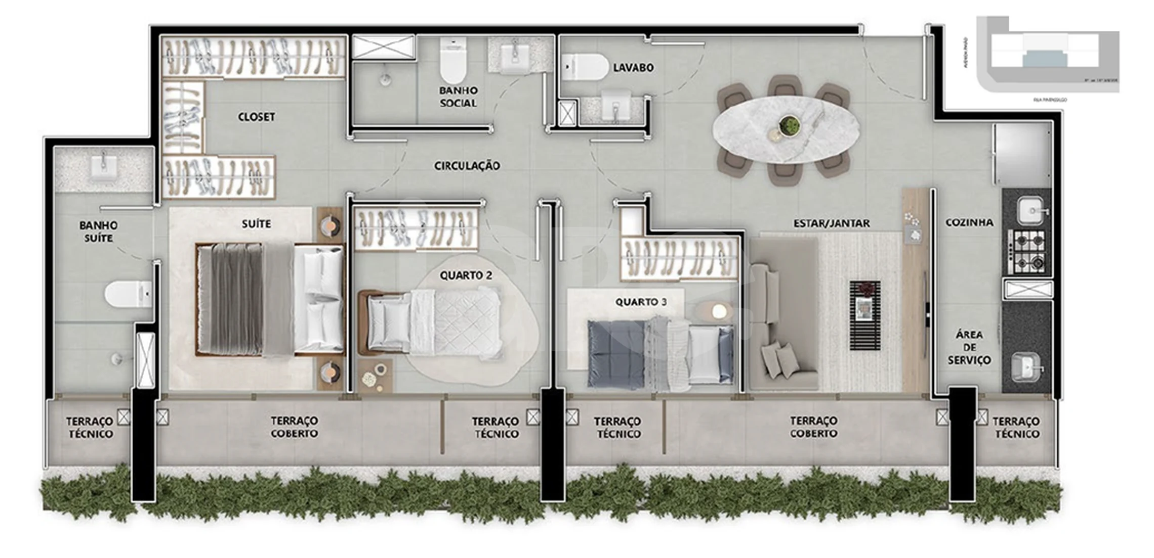Planta — Apartamento 83,35 m²