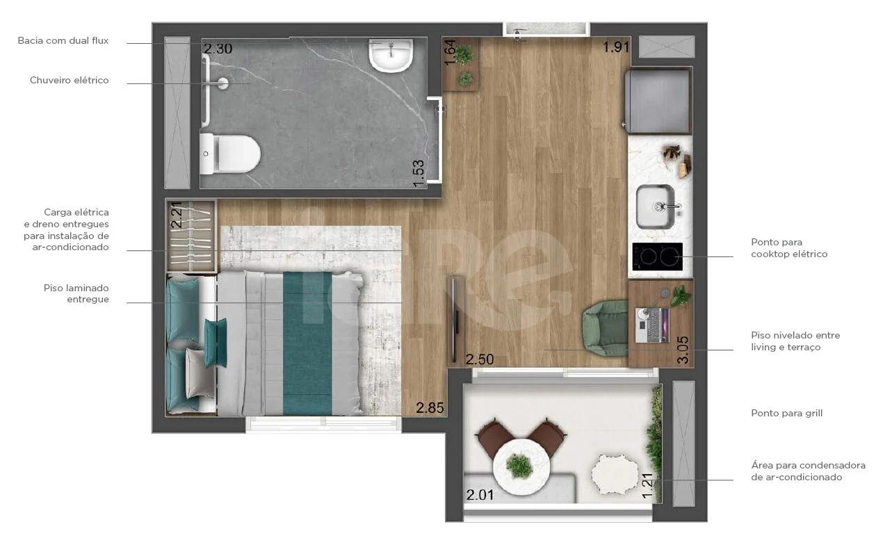 Planta — Studio 24,17 m²