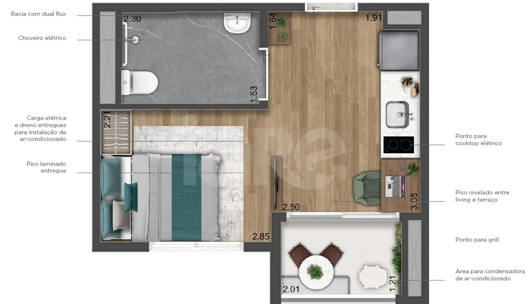 Planta — Studio 24,17 m²
