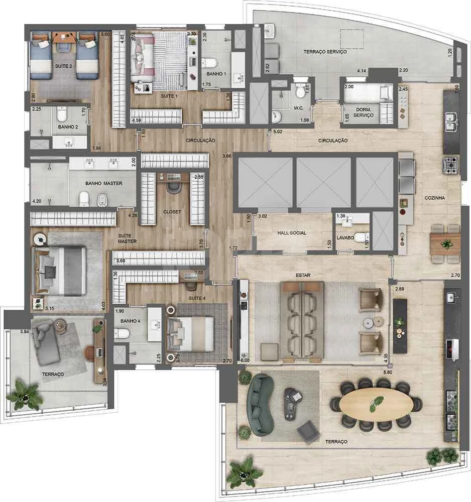 Planta — Apartamento 276,8 m²