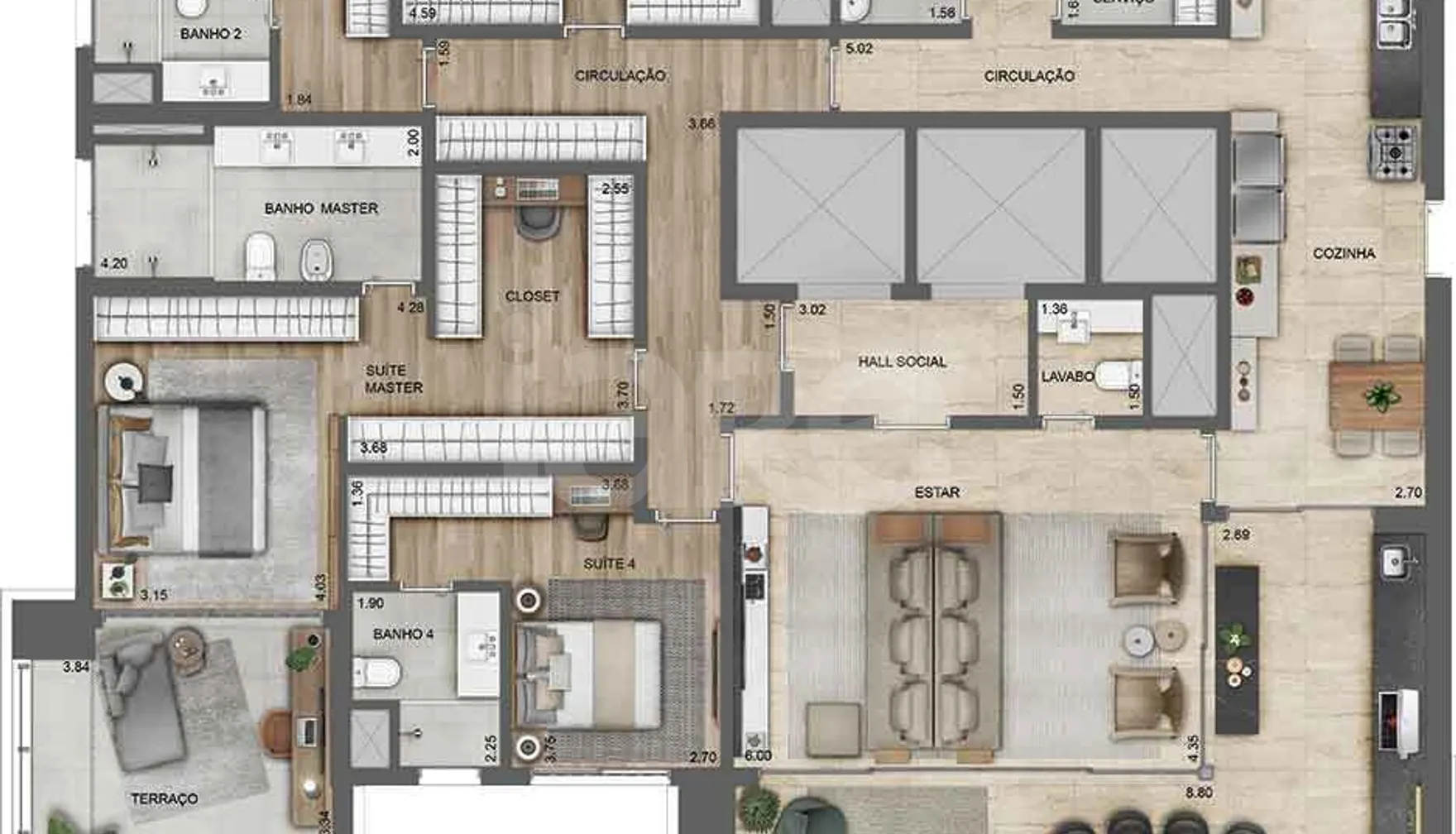 Planta — Apartamento 276,8 m²
