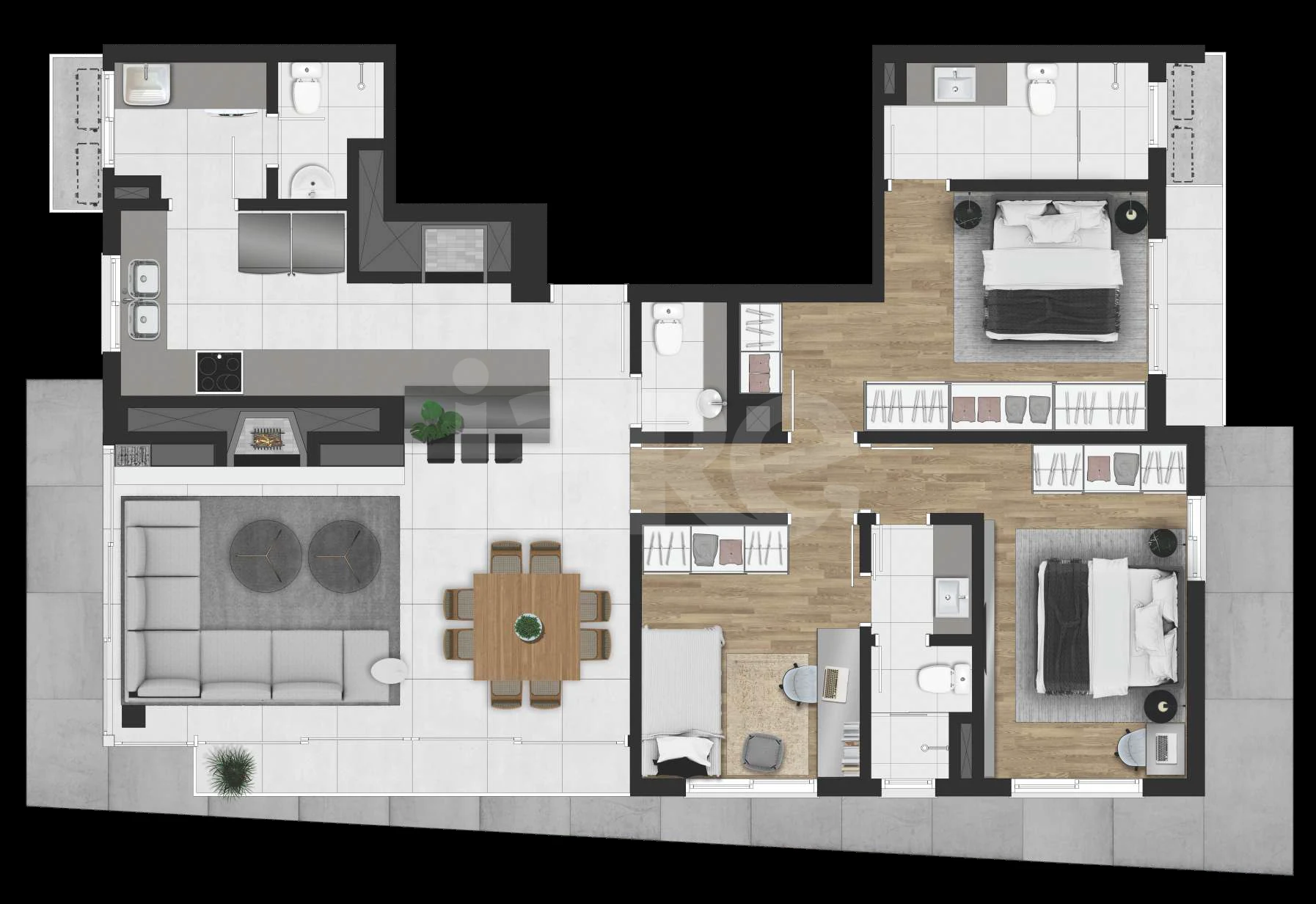 Planta — Apartamento 121,68 m²