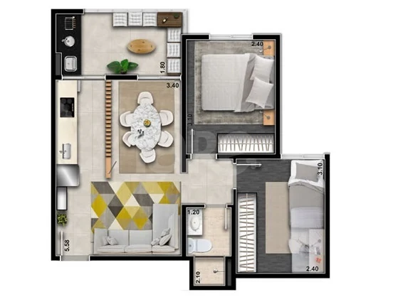 Planta — Garden 46,8 m²