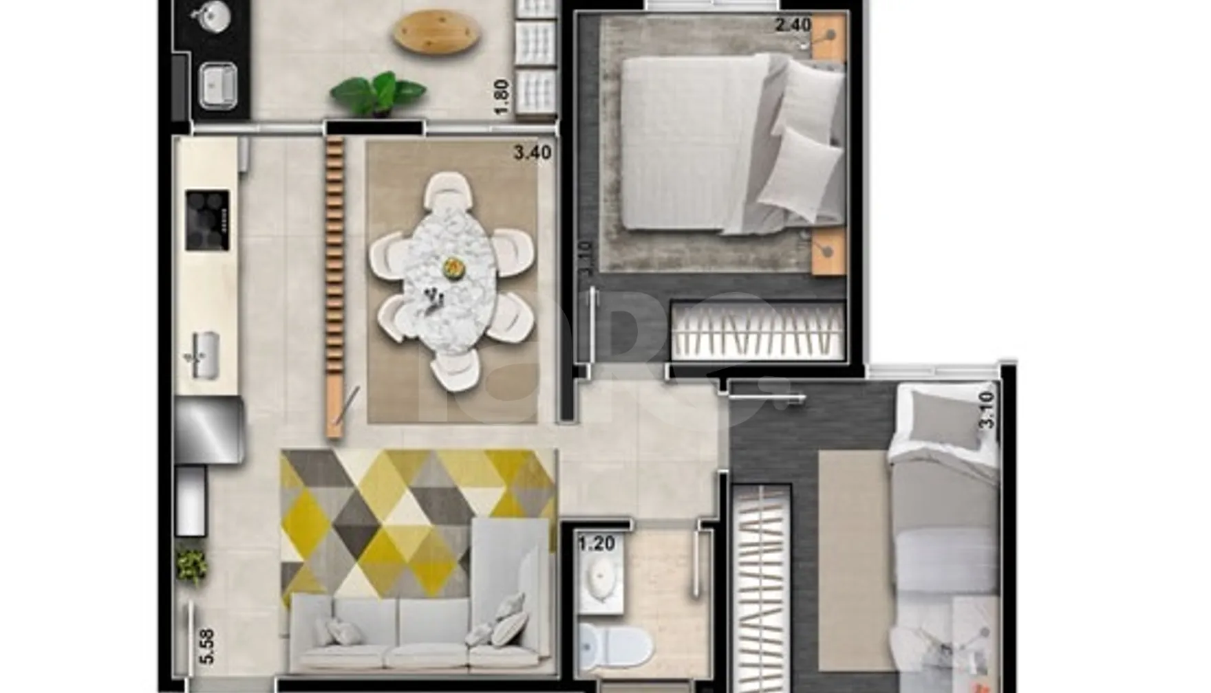 Planta — Garden 46,8 m²