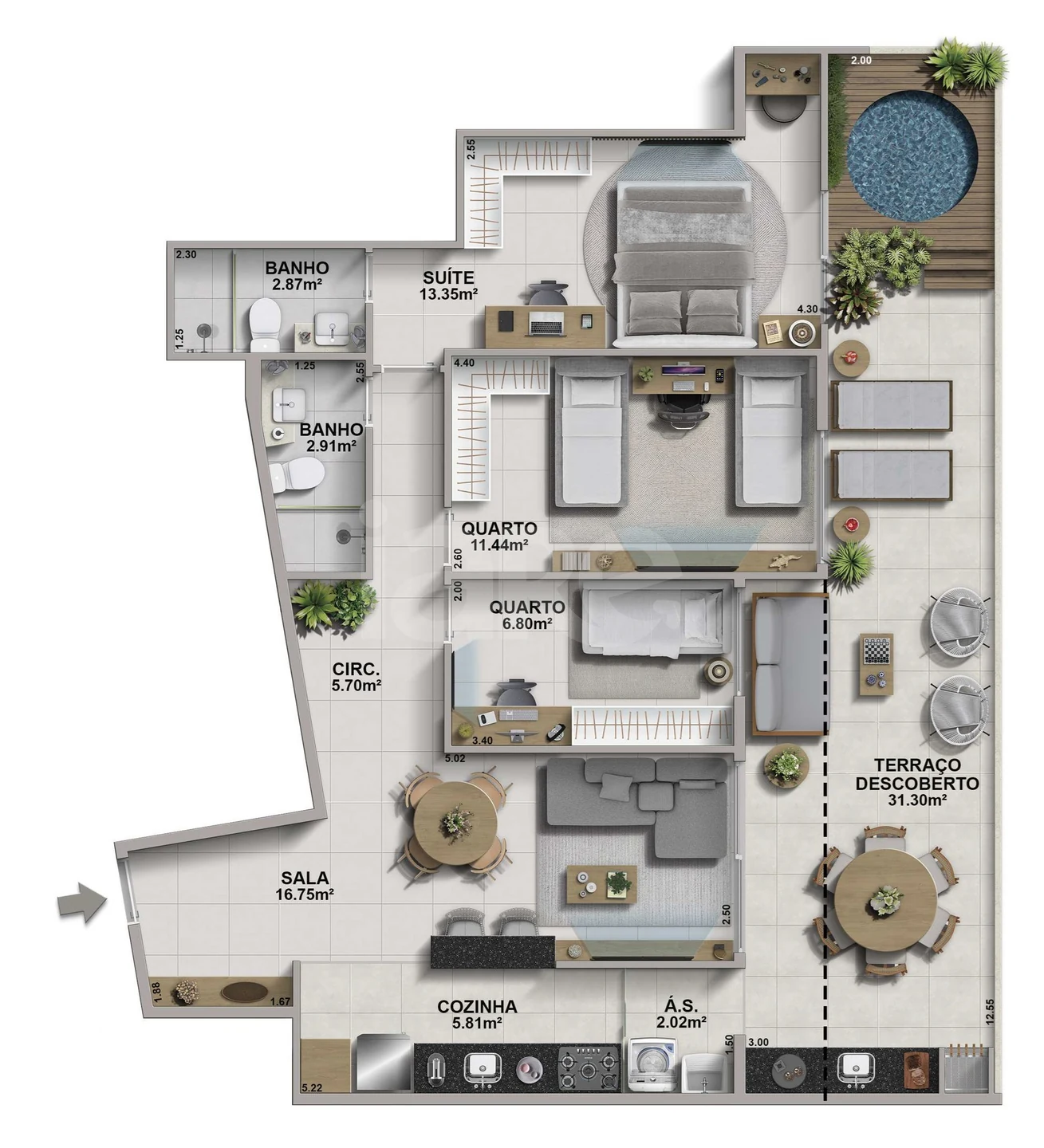 Planta — Cobertura Horizontal 108,82 m²