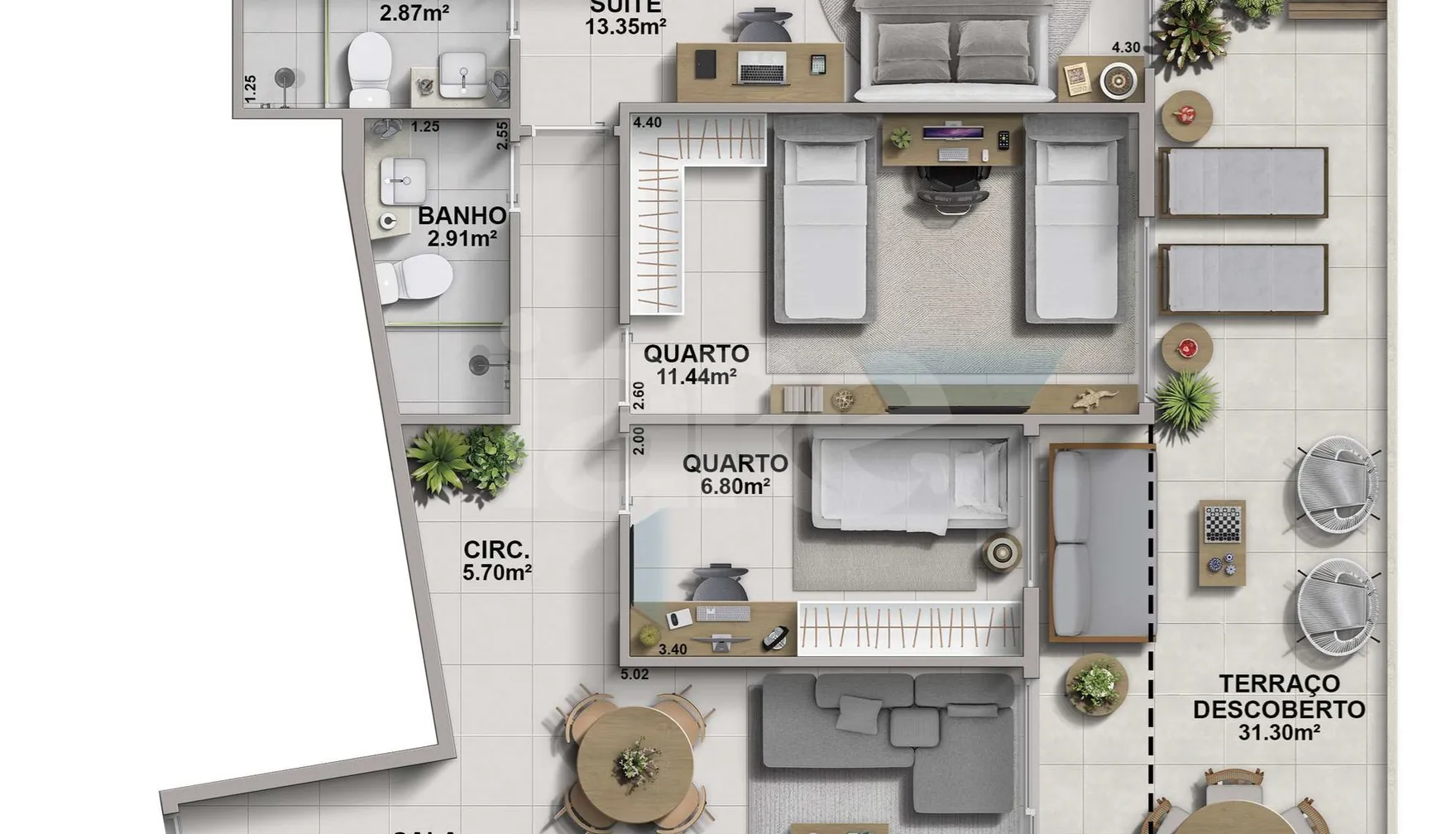 Planta — Cobertura Horizontal 108,82 m²