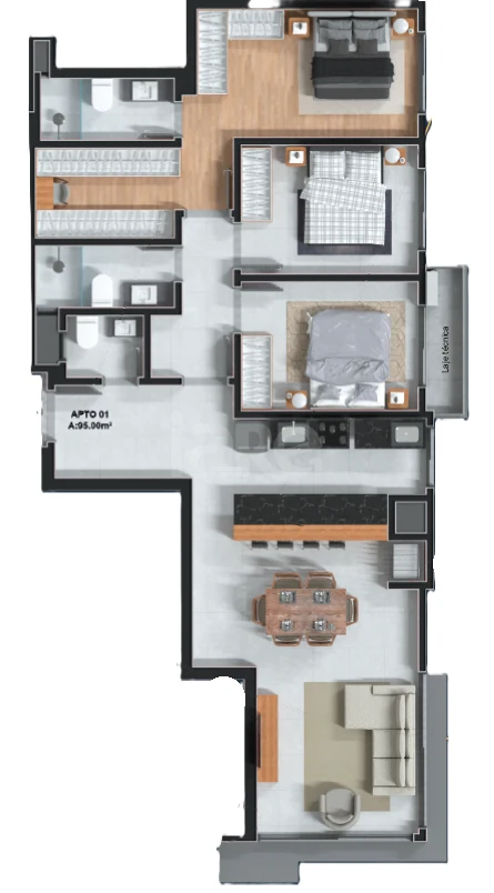 Planta — Apartamento 91,85 m²