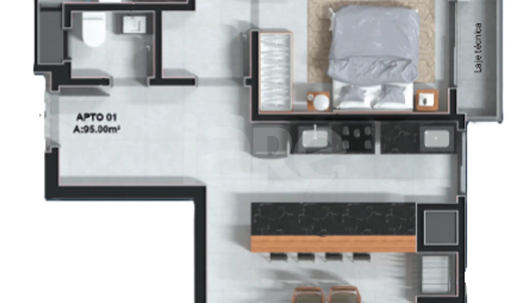 Planta — Apartamento 91,85 m²