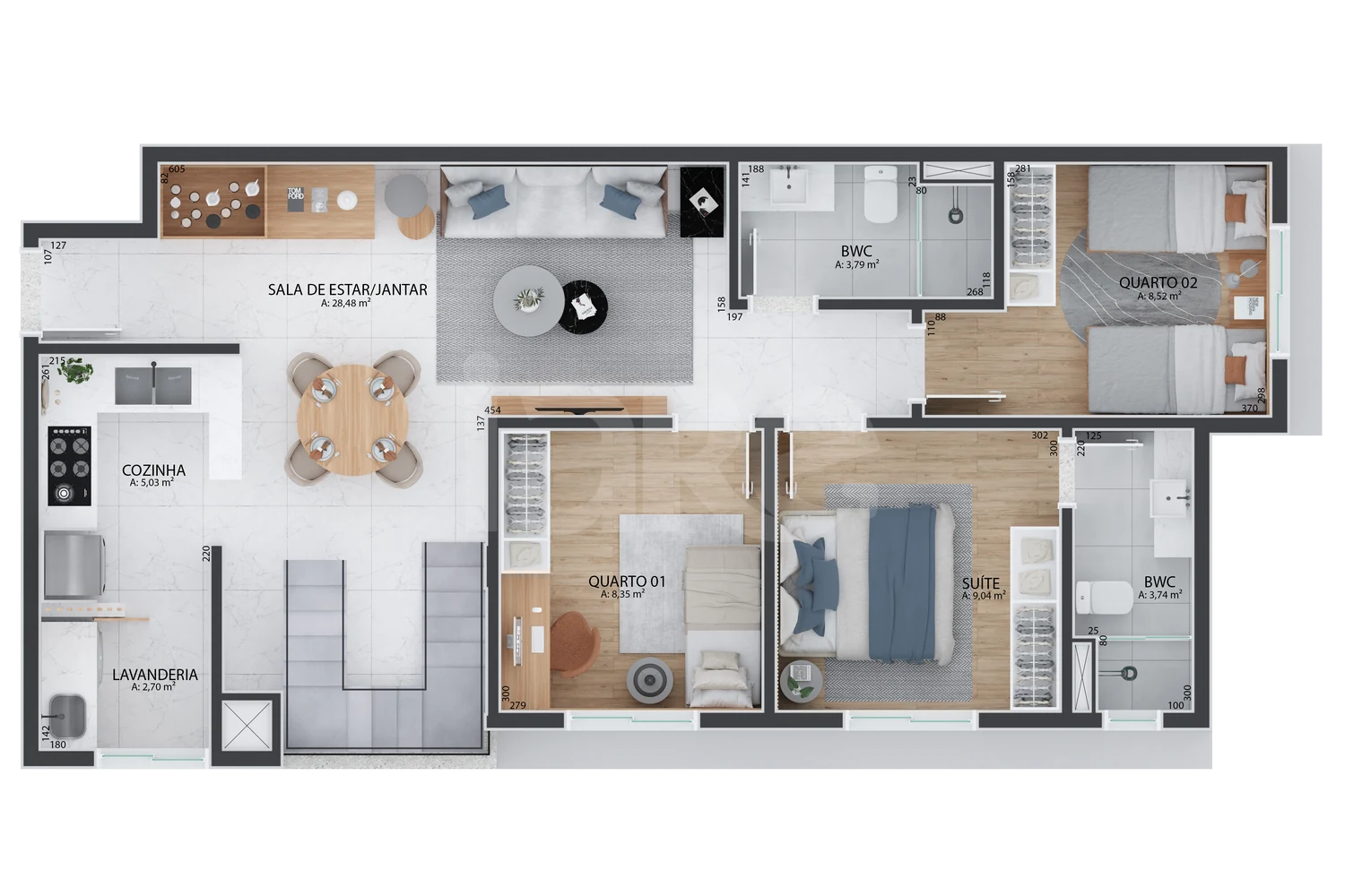Planta — Apartamento 83,13 m²