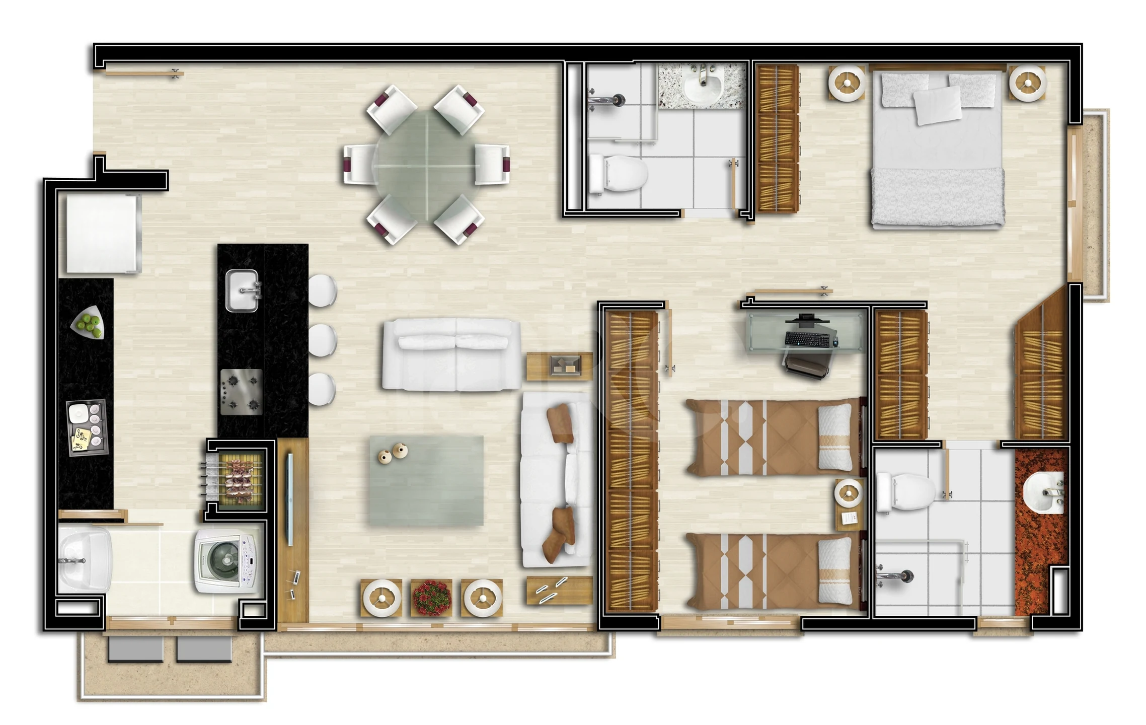 Planta — Apto 2 Dorm.