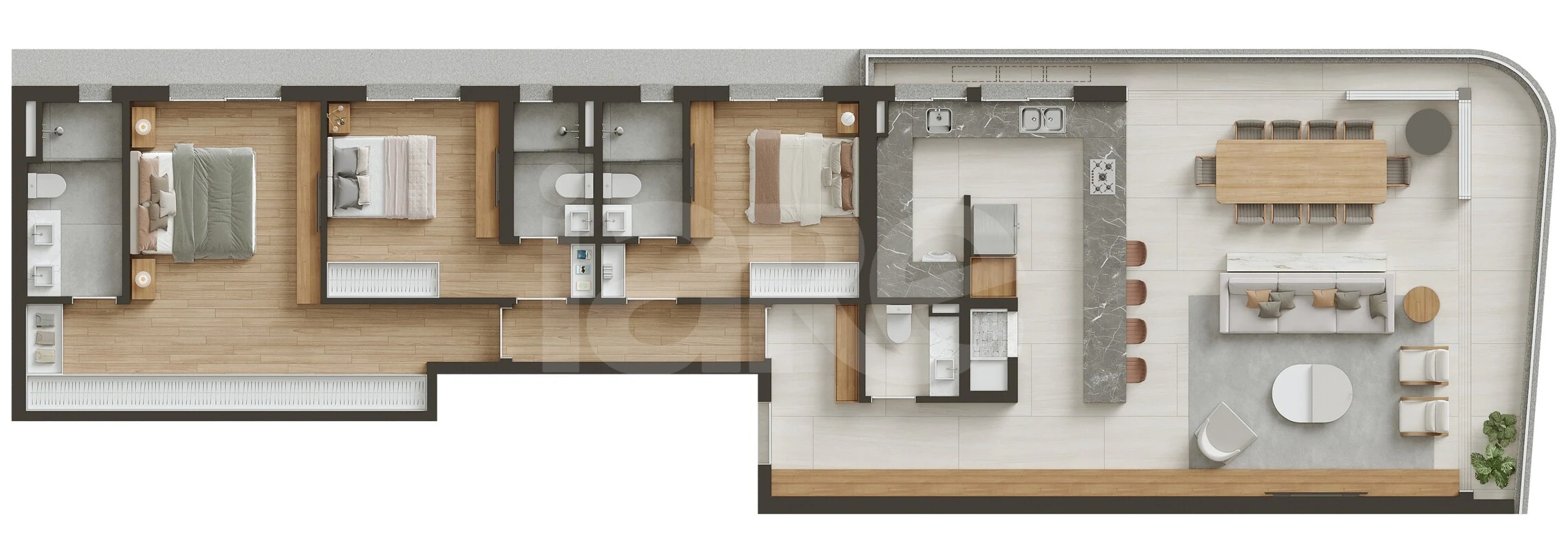 Planta — Planta 03 - 3 dorm 161,01m²