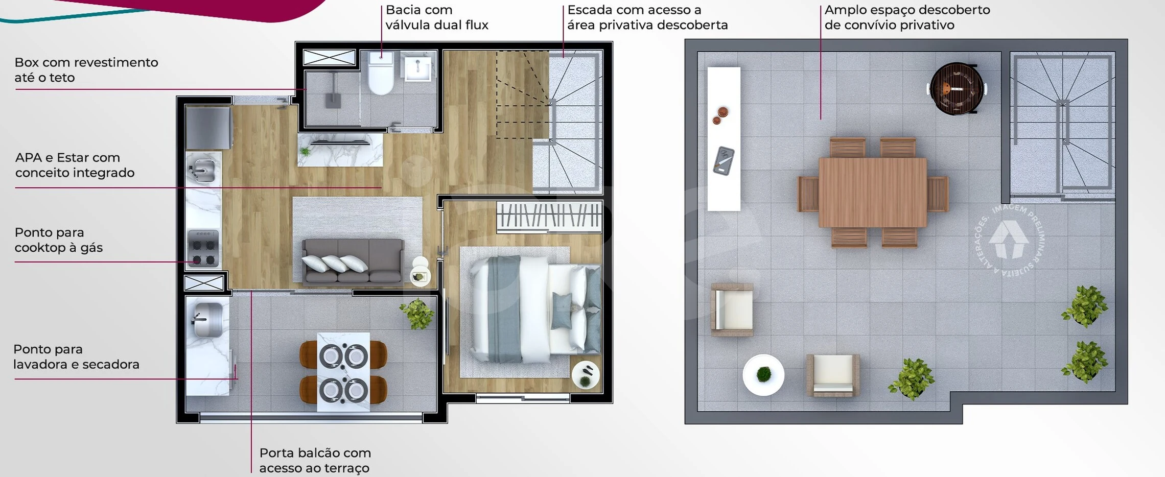 Planta — Cobertura Duplex 58,55 m²