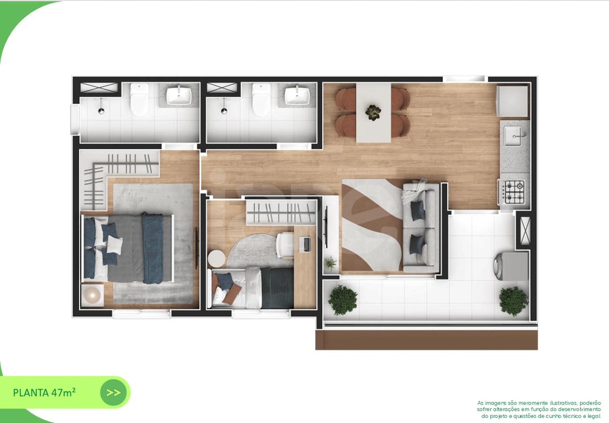 Planta — Apartamento 46 m²