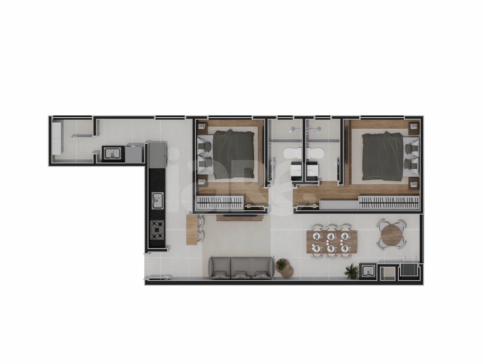Planta — Apartamento 64,5 m²