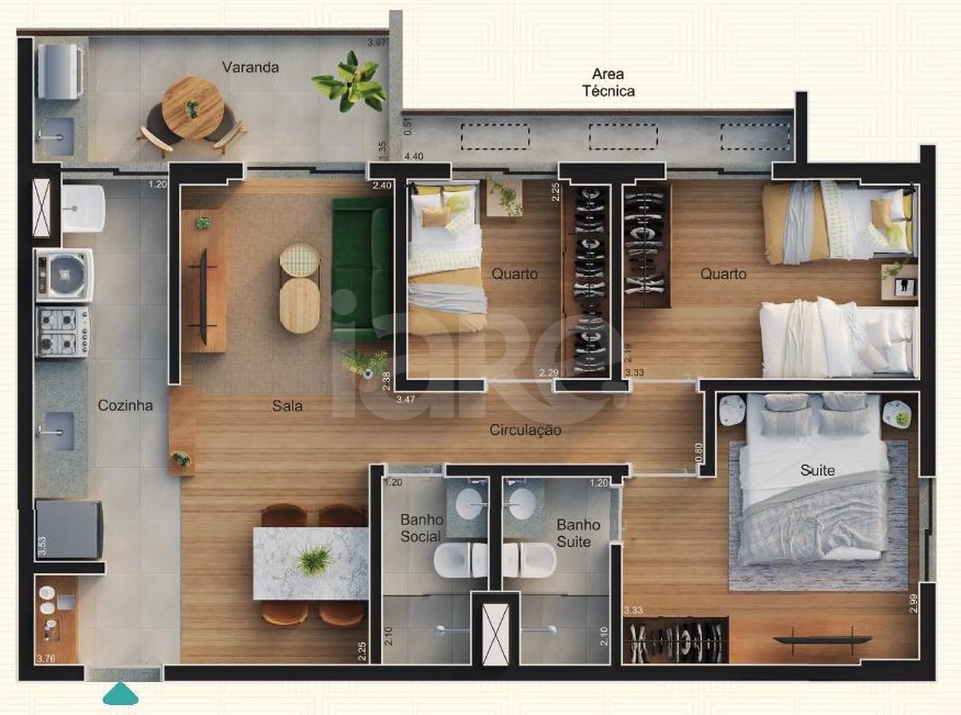 Planta — Apartamento 67,53 m²