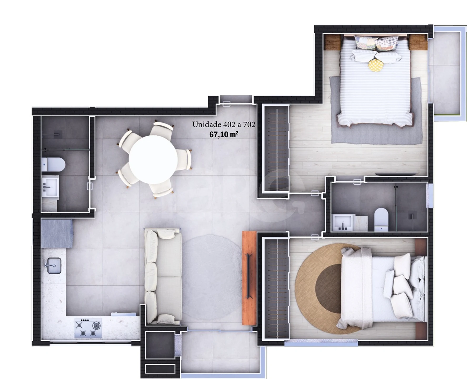 Planta — Apartamento 67,1 m²