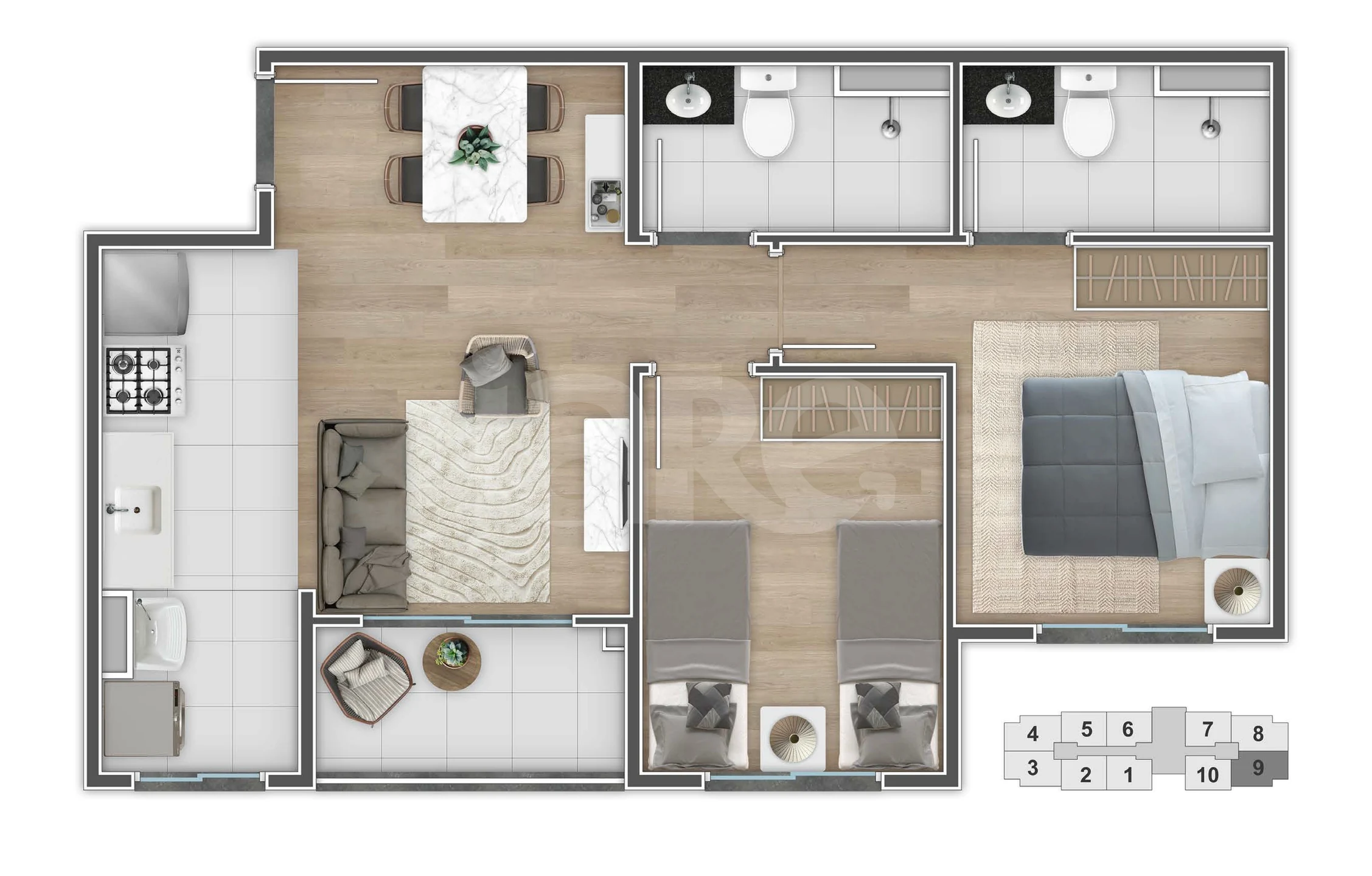 Planta — Apartamento 46,88 m²