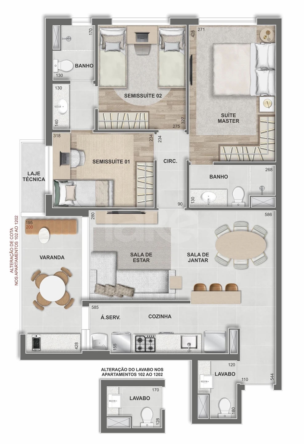 Planta — Apartamento 88,73 m²