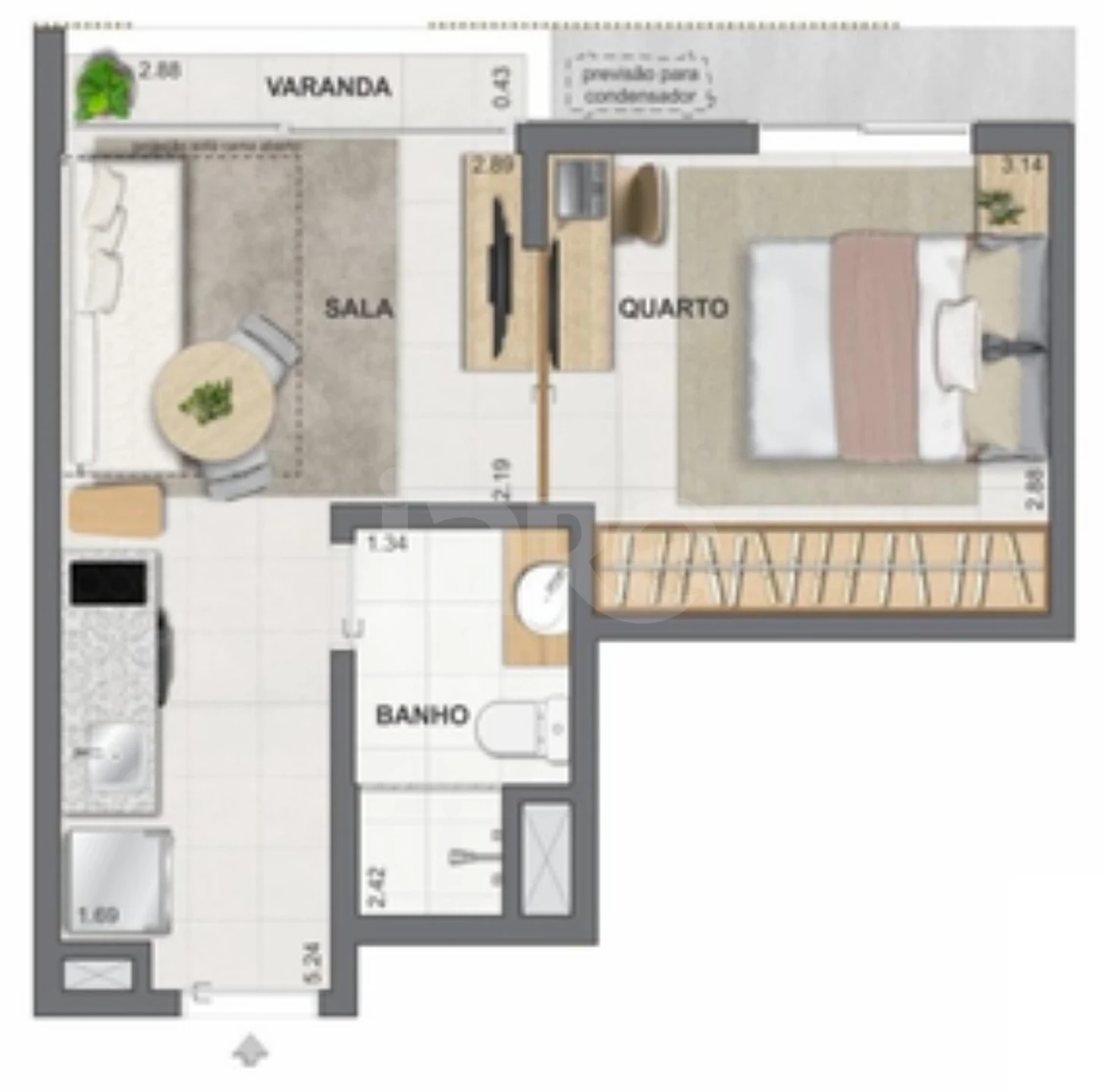 Planta — Studio 31,91 m²