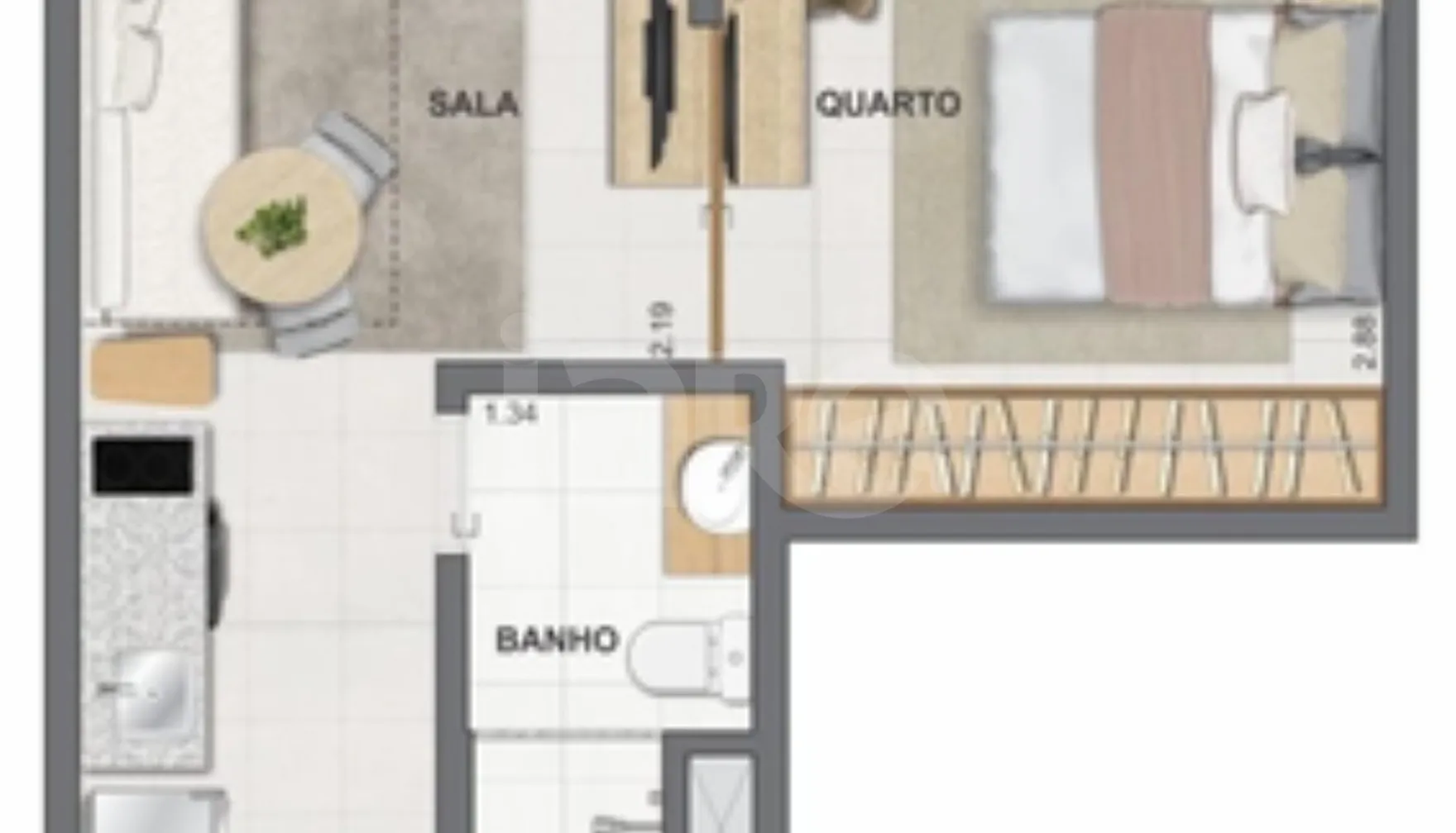 Planta — Studio 31,91 m²