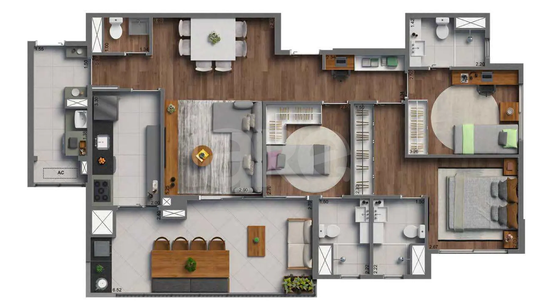 Planta — Apartamento 104,5 m²