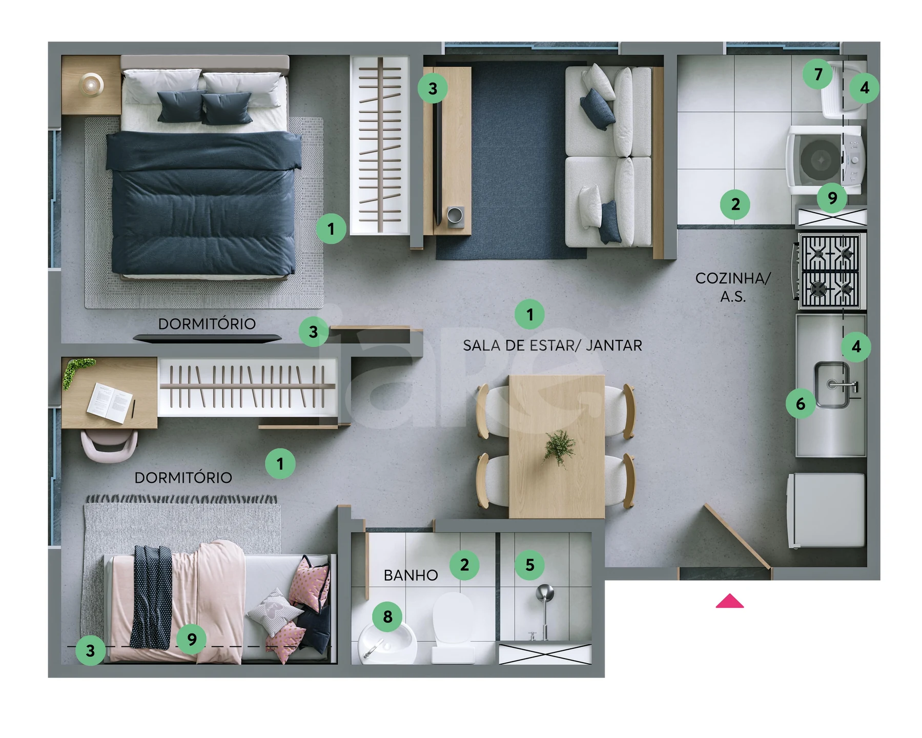 Planta — Apartamento 34,3 m²
