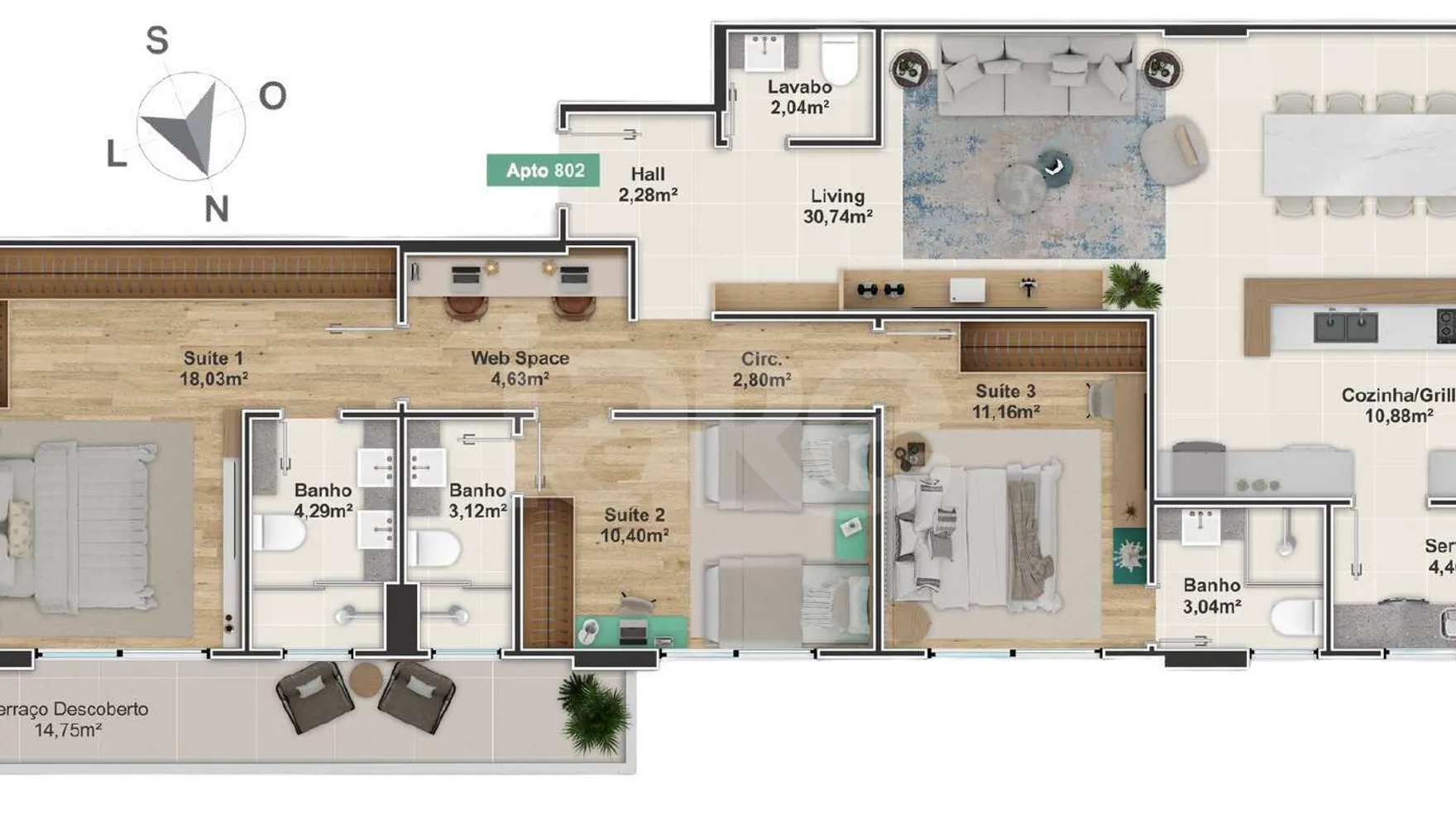 Planta — Apartamento 131,94 m²