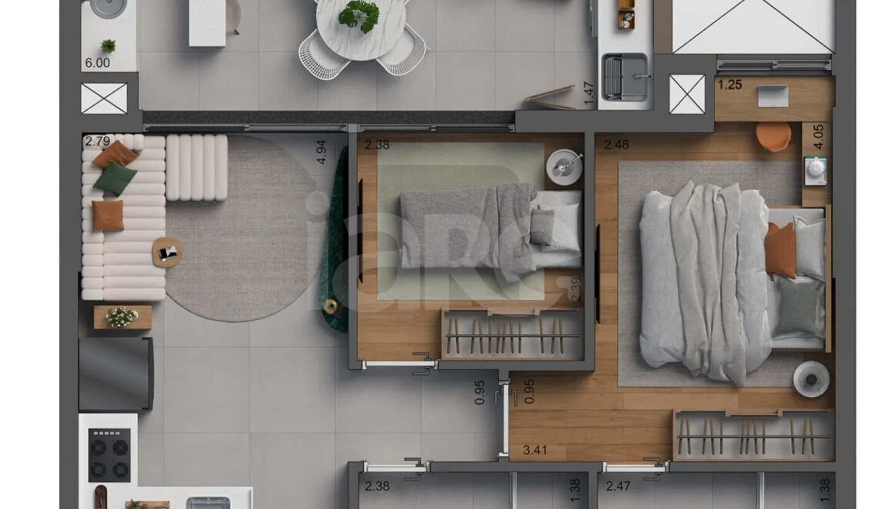 Planta — Apartamento 59,78 m²