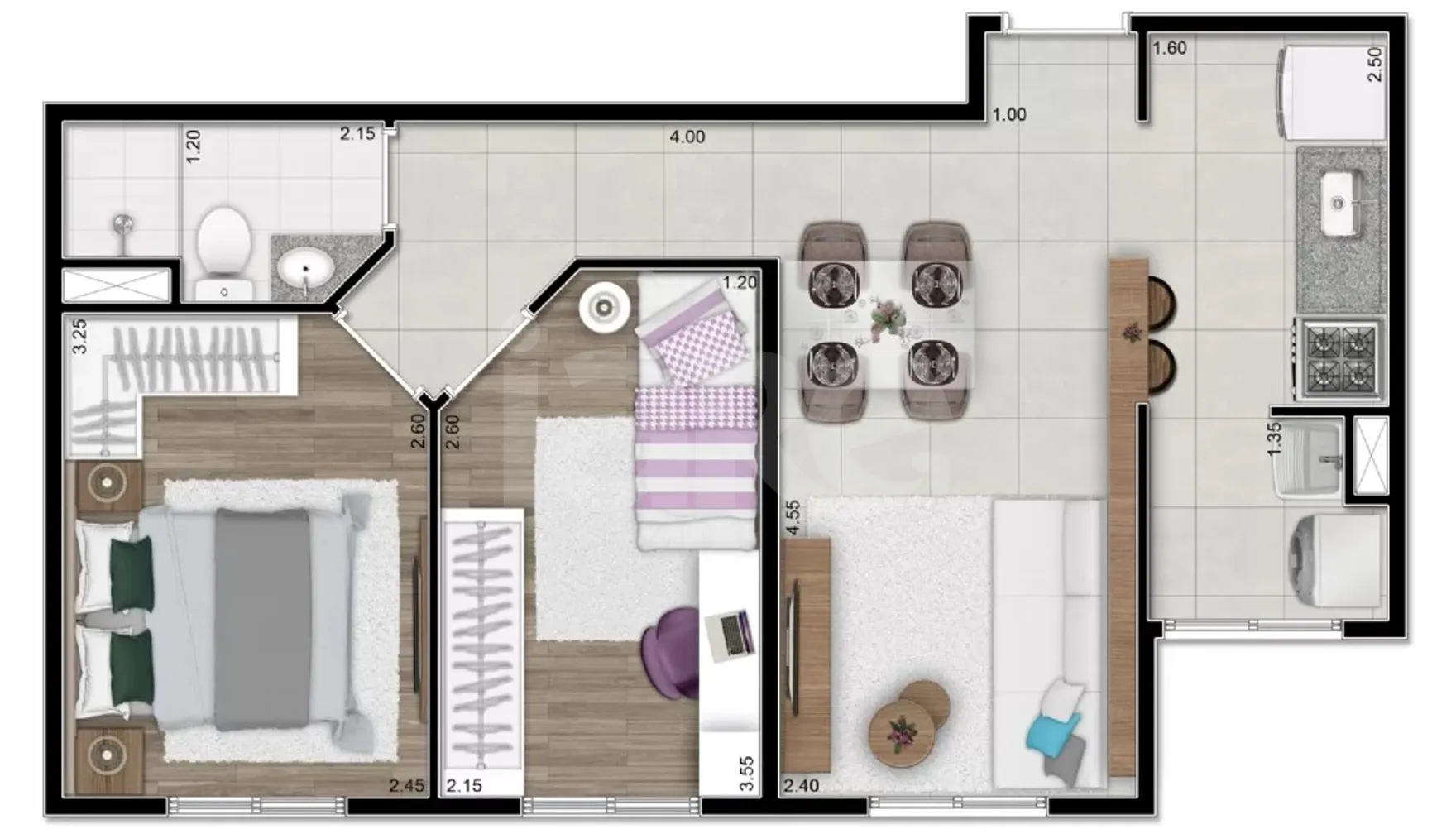 Planta — Apartamento 43,77 m²