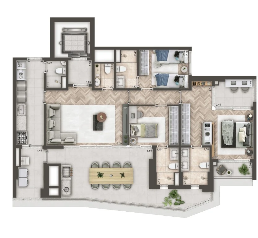 Planta — Apartamento 141,29 m²