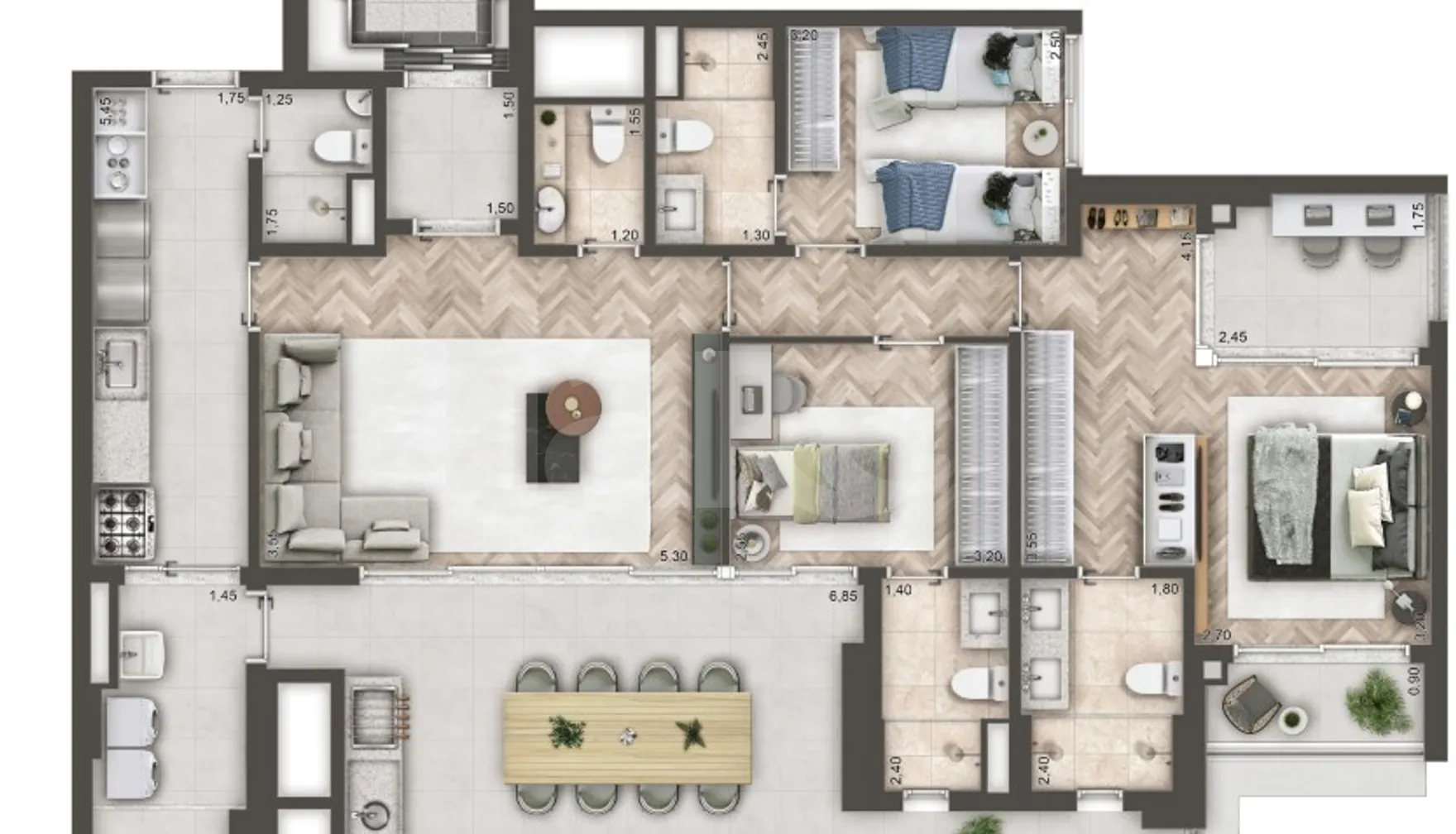 Planta — Apartamento 141,29 m²