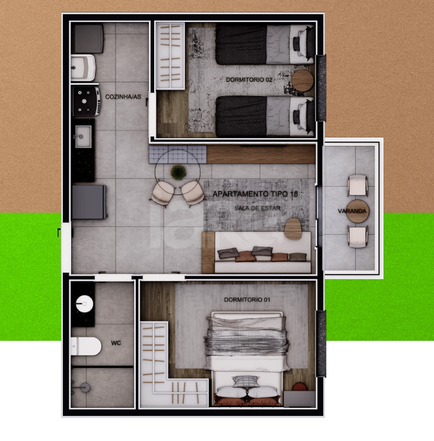 Planta — Apartamento 35,67 m²