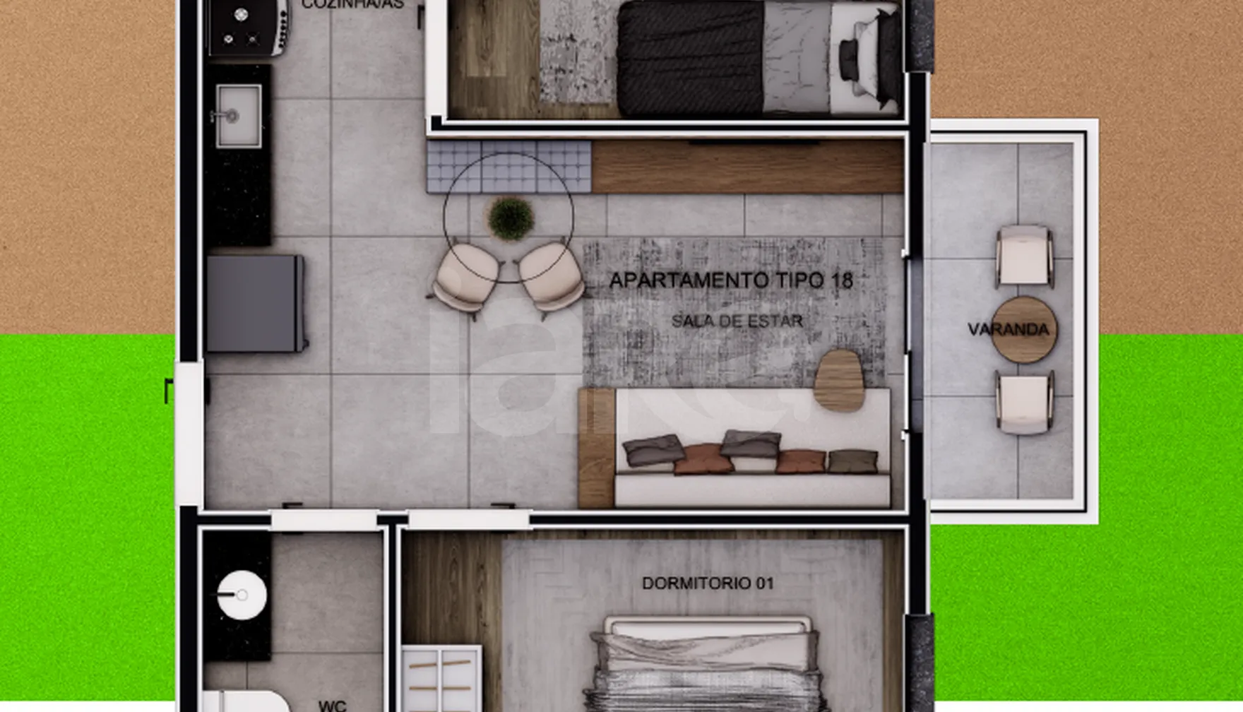 Planta — Apartamento 35,67 m²
