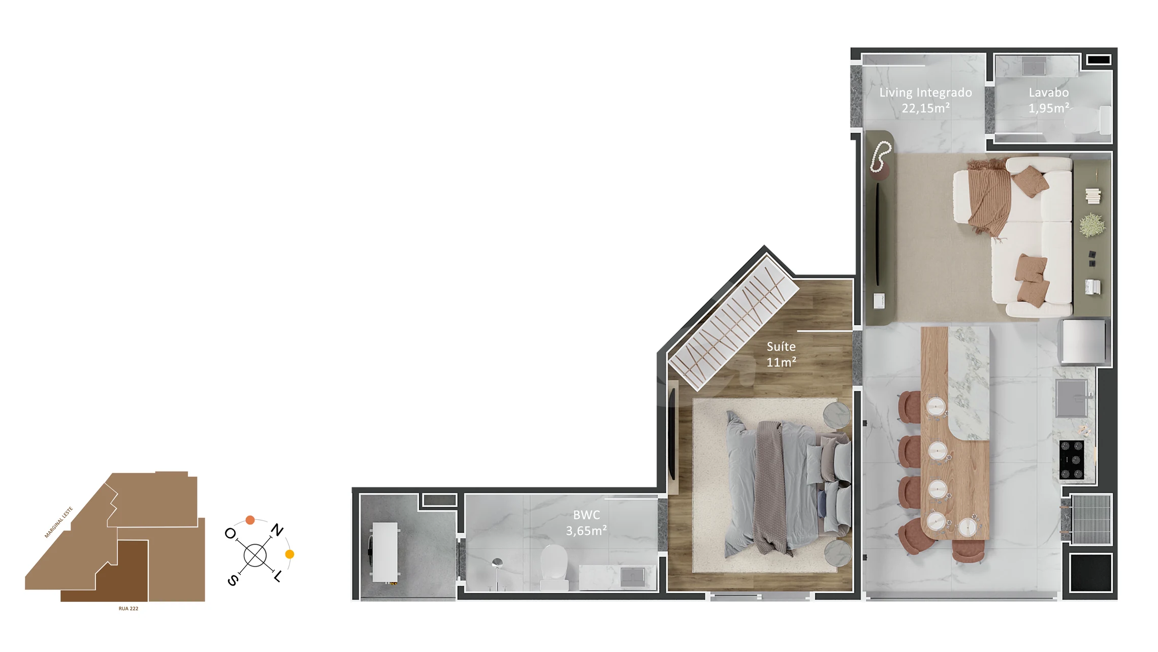 Planta — Apartamento 50 m²