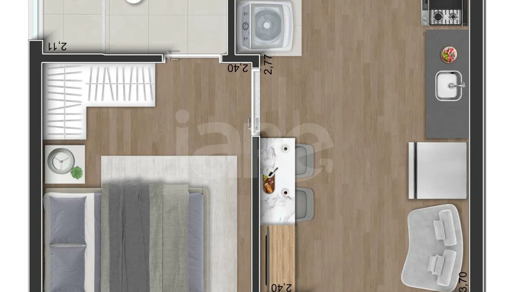 Planta — Apartamento 24,92 m²